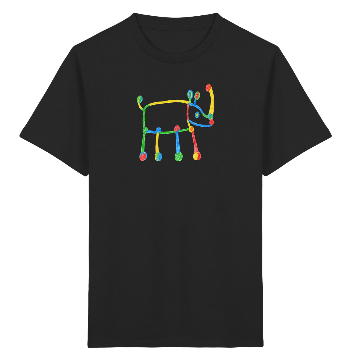 Buntes Farbpunkt Nashorn Shirt - Kinder Bio T-Shirt Vorderseite