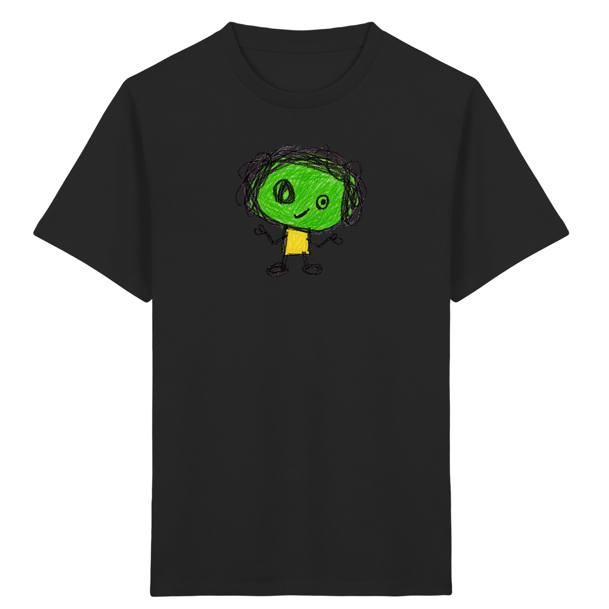 Kritzelkopf mit Zopfkranz - Kinder Bio T-Shirt Vorderseite