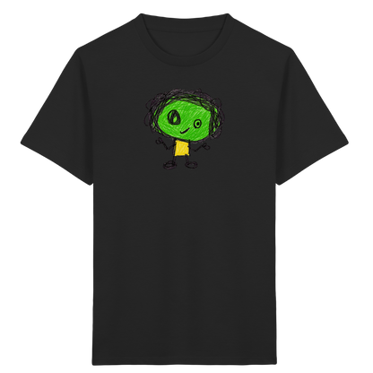 Kritzelkopf mit Zopfkranz - Kinder Bio T-Shirt Vorderseite