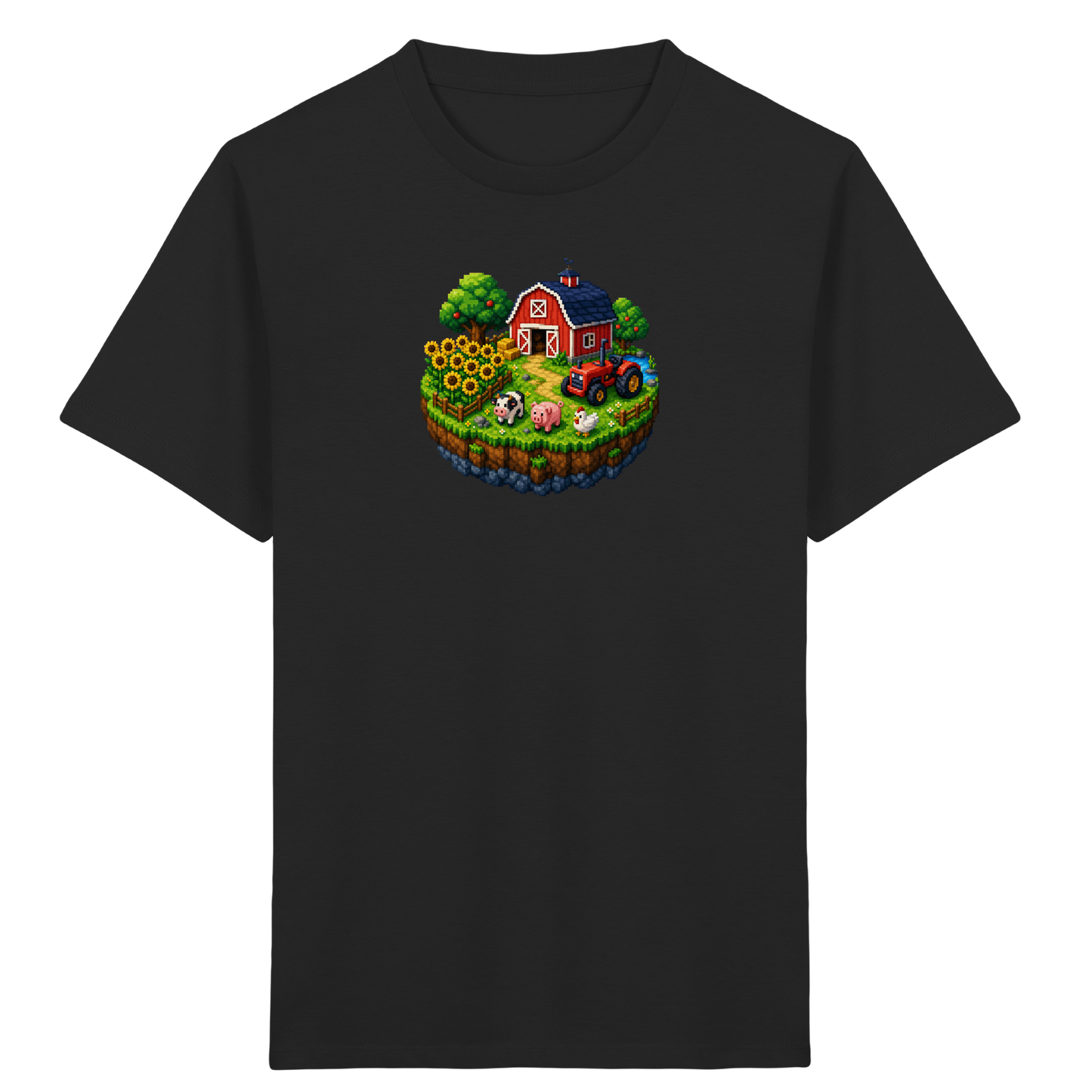 Niedliches Bauernhof Pixel-Art T-Shirt - Kinder Bio T-Shirt