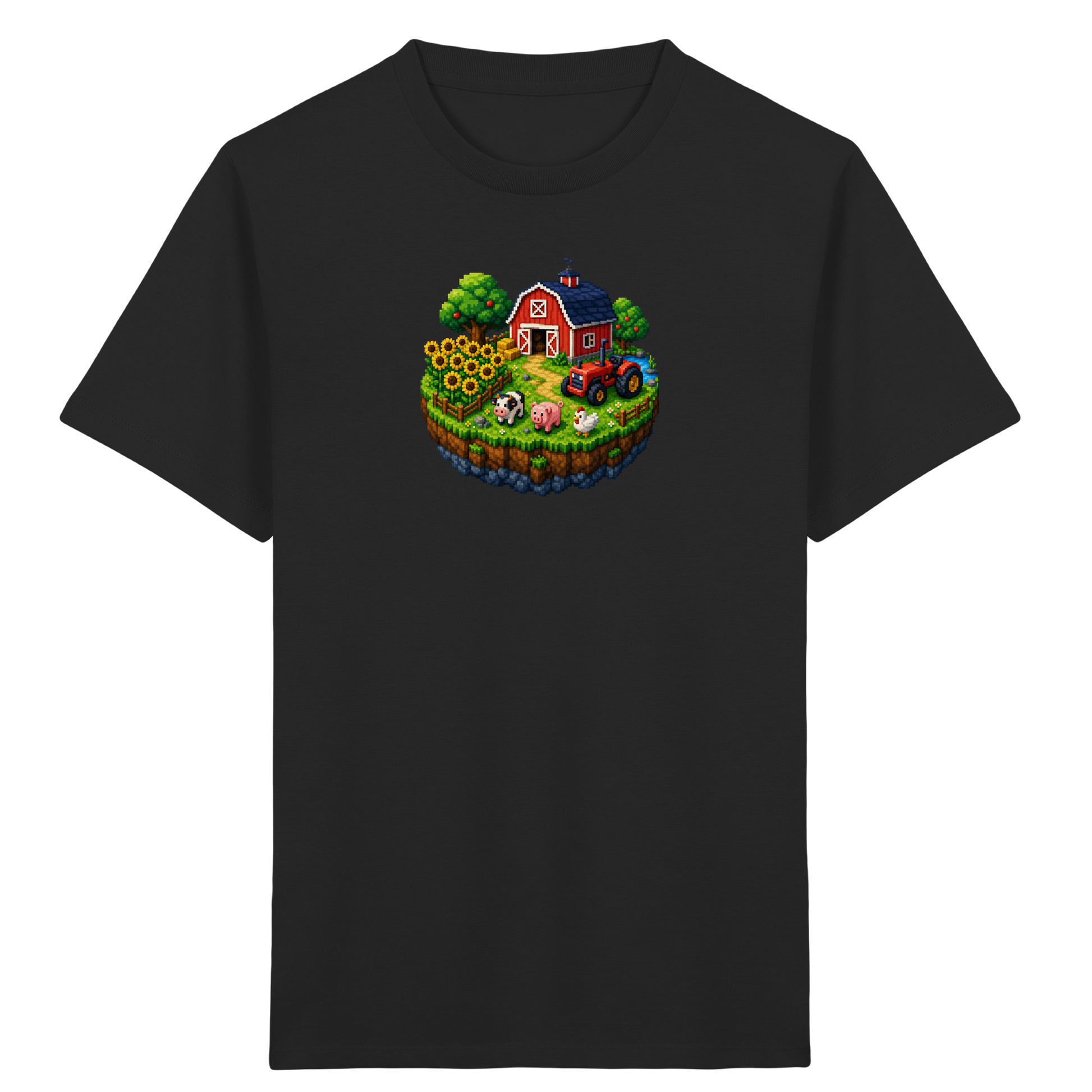 Niedliches Bauernhof Pixel-Art T-Shirt - Kinder Bio T-Shirt