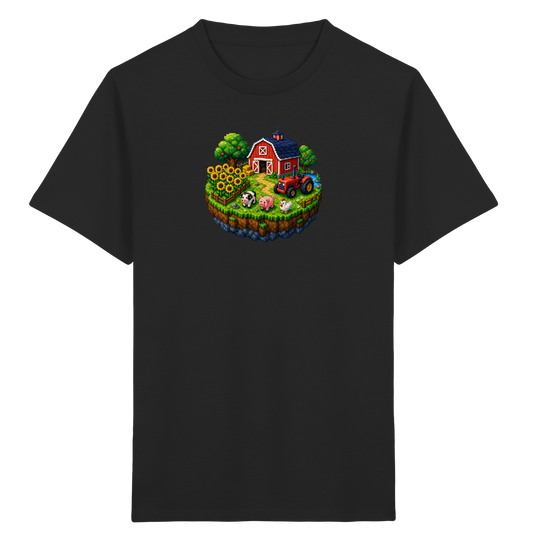 Niedliches Bauernhof Pixel-Art T-Shirt - Kinder Bio T-Shirt