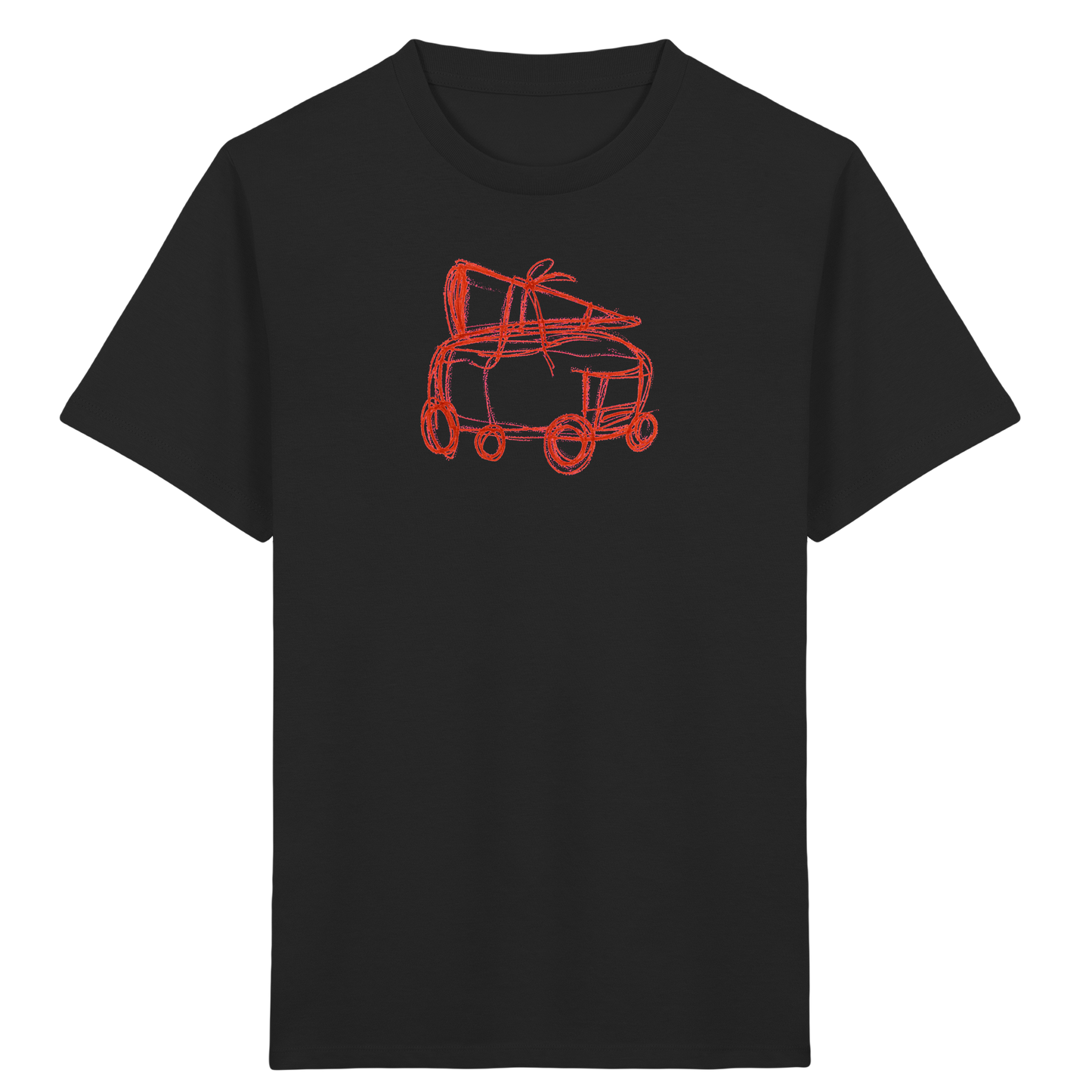 Rostroter Schulbus mit Schultüte - Kinder Bio T-Shirt