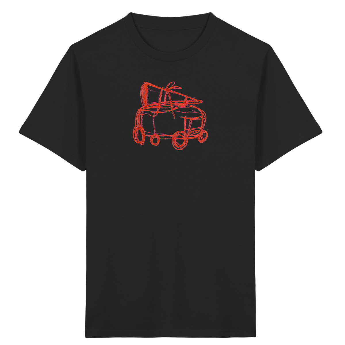 Rostroter Schulbus mit Schultüte - Kinder Bio T-Shirt