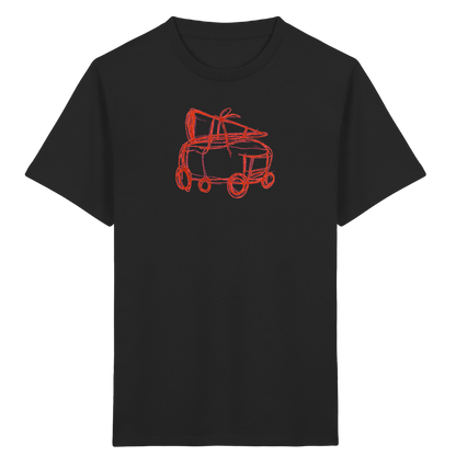 Rostroter Schulbus mit Schultüte - Kinder Bio T-Shirt