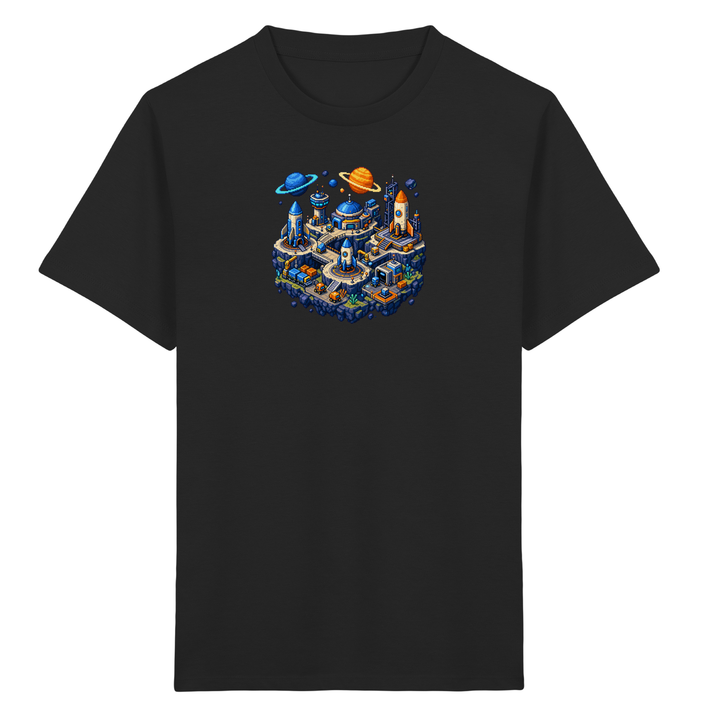 Futuristische Weltraumbasis Pixel Art T-Shirt - Kinder Bio T-Shirt