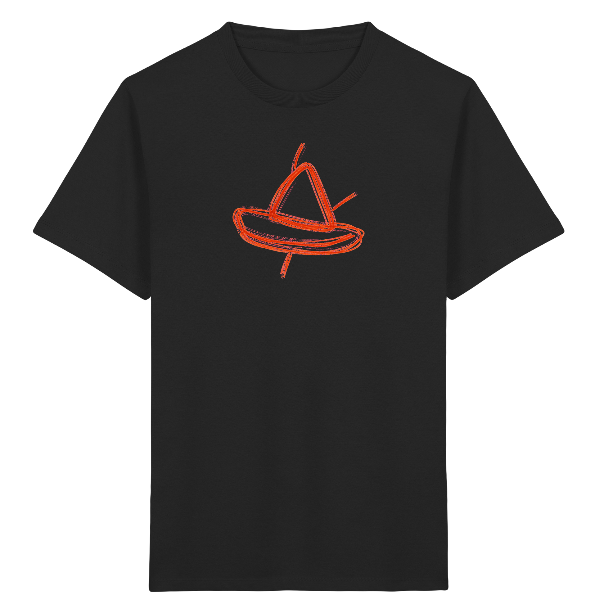 Orange Schleifenboot Kinderkritzel - Kinder Bio T-Shirt