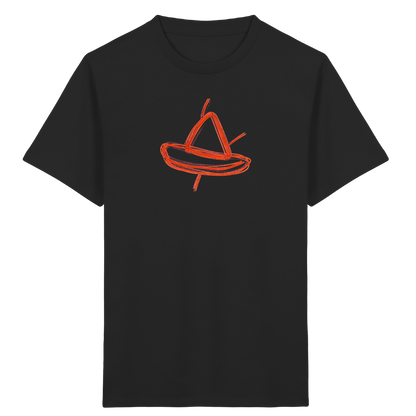 Orange Schleifenboot Kinderkritzel - Kinder Bio T-Shirt