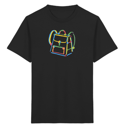 Bunter Kritzel Rucksack - Kinder Bio T-Shirt Vorderseite