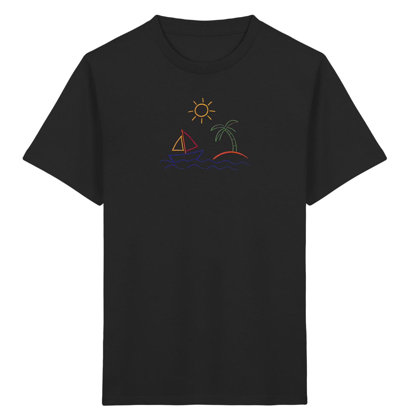 Fröhliches T-Shirt mit Segelboot Motiv - Kinder Bio T-Shirt