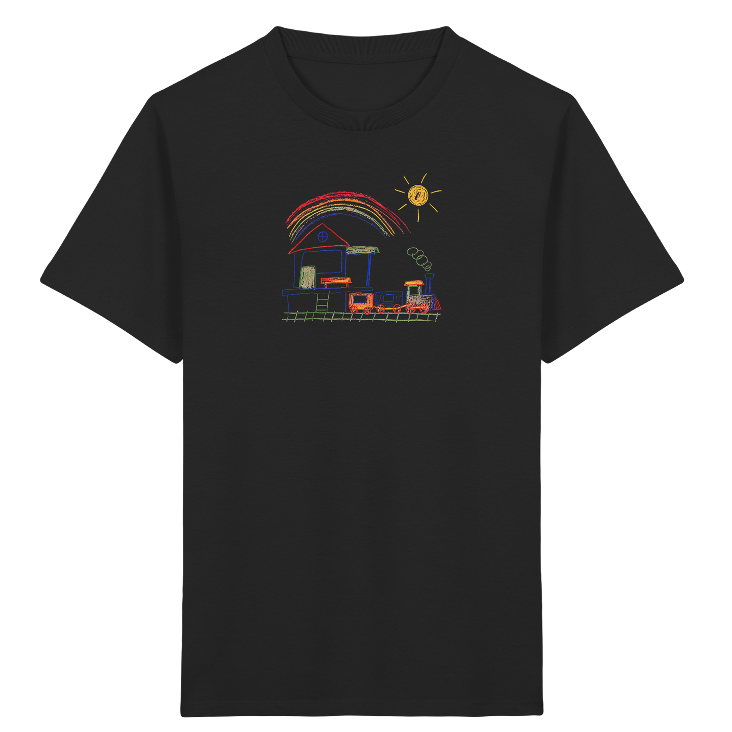 Buntes Kinder T-Shirt mit Zugmotiv - Kinder Bio T-Shirt
