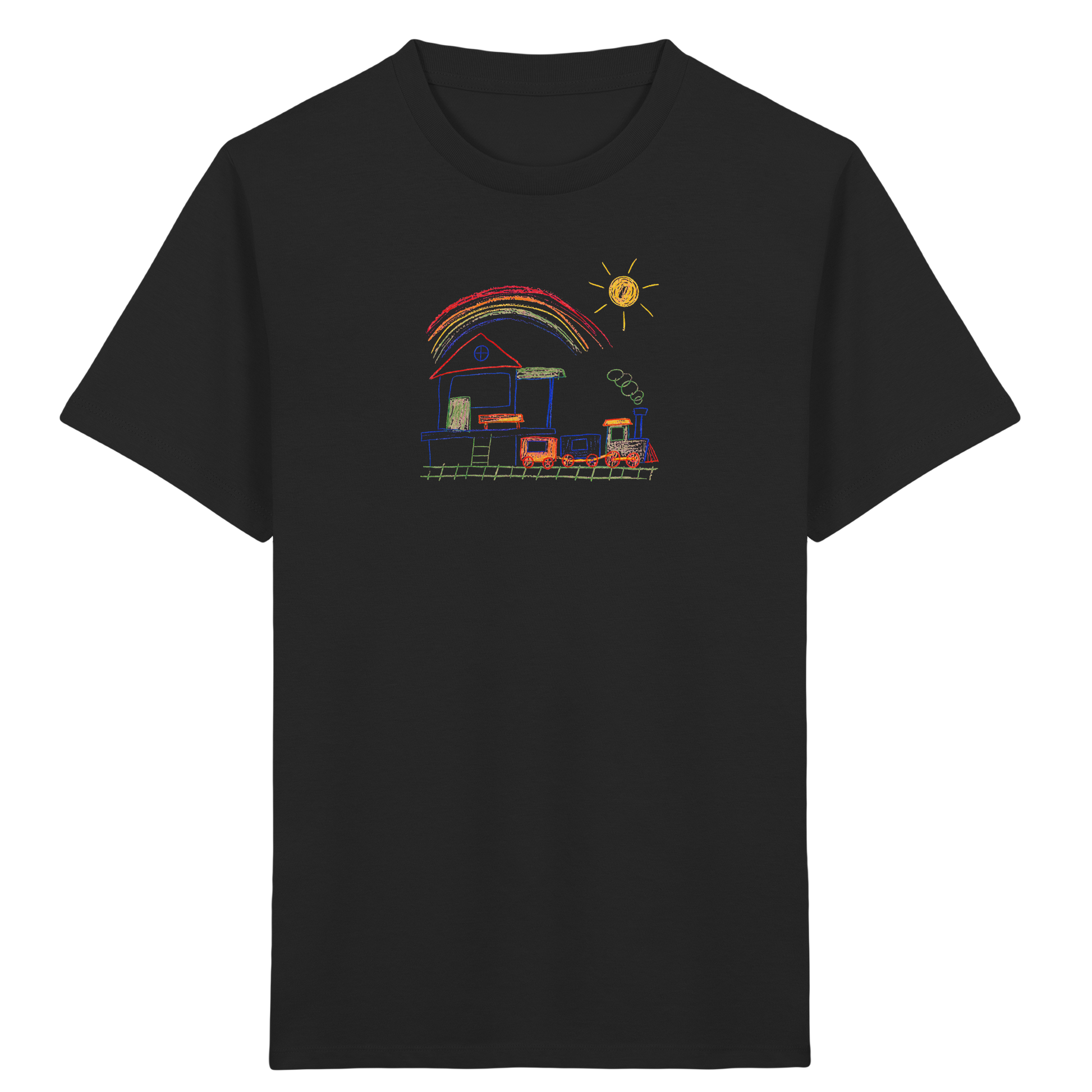 Buntes Kinder T-Shirt mit Zugmotiv - Kinder Bio T-Shirt