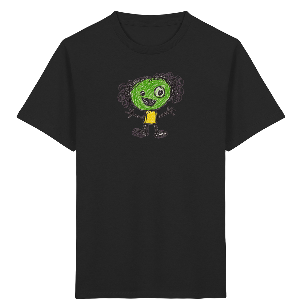 Kritzelkopf mit Ringellocken - Kinder Bio T-Shirt Vorderseite