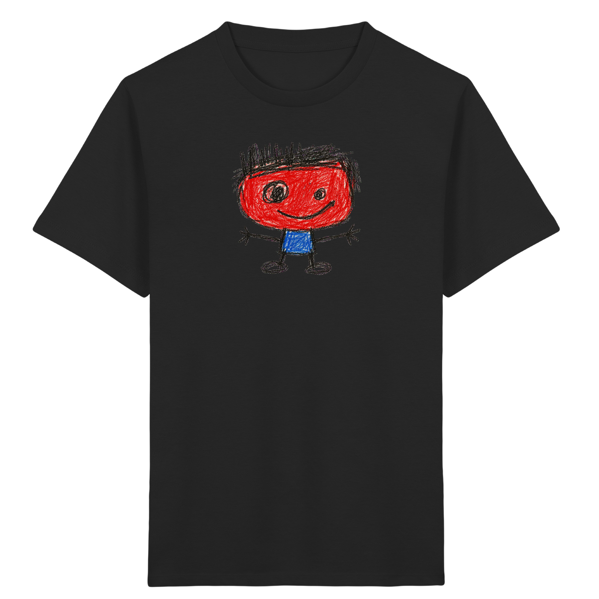 Kritzelkopf mit Bürstenhaar - Kinder Bio T-Shirt Vorderseite