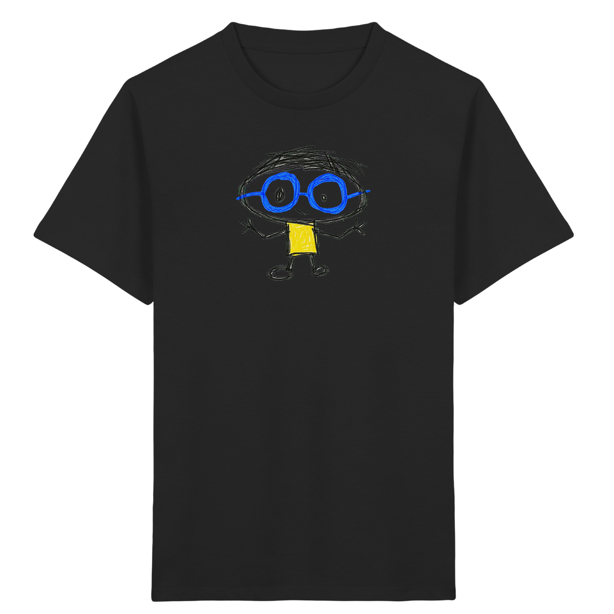 Kritzelkopf mit Riesenbrille - Kinder Bio T-Shirt Vorderseite