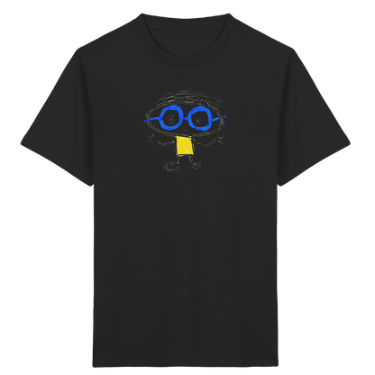 Kritzelkopf mit Riesenbrille - Kinder Bio T-Shirt Vorderseite