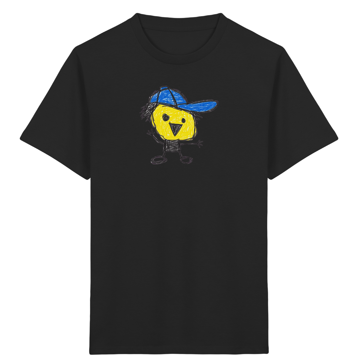 Kritzelkopf mit schiefer Mütze - Kinder Bio T-Shirt Vorderseite