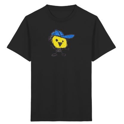 Kritzelkopf mit schiefer Mütze - Kinder Bio T-Shirt Vorderseite