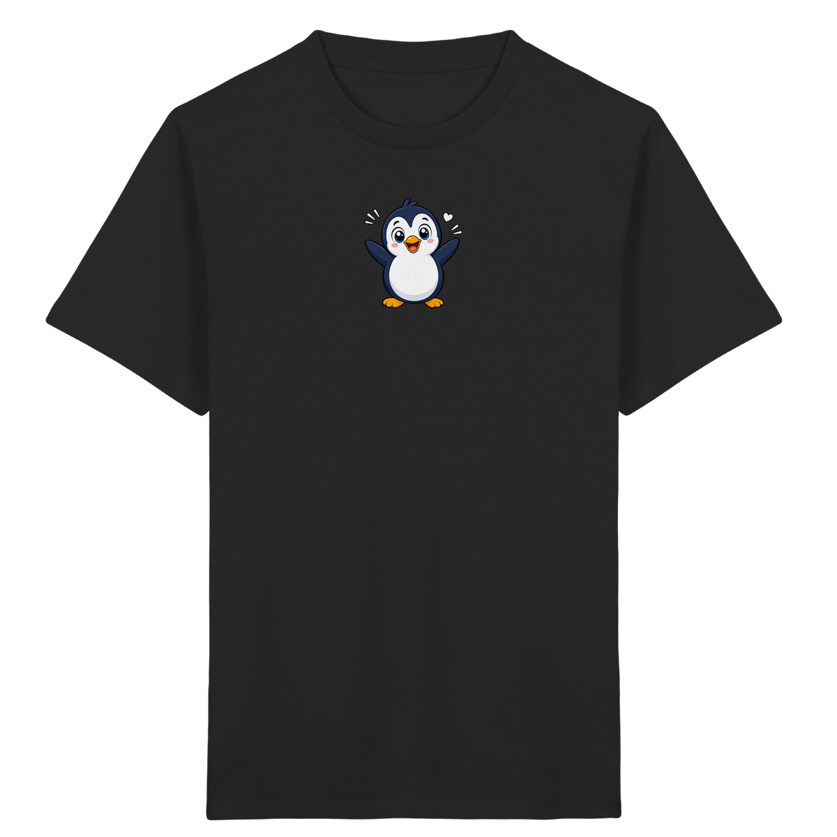 Fröhlicher Pinguin: Kinder-T-Shirt mit Herzchen - Kinder Bio T-Shirt