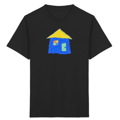Blaues Regenbogenfenster Haus - Kinder Bio T-Shirt Vorderseite