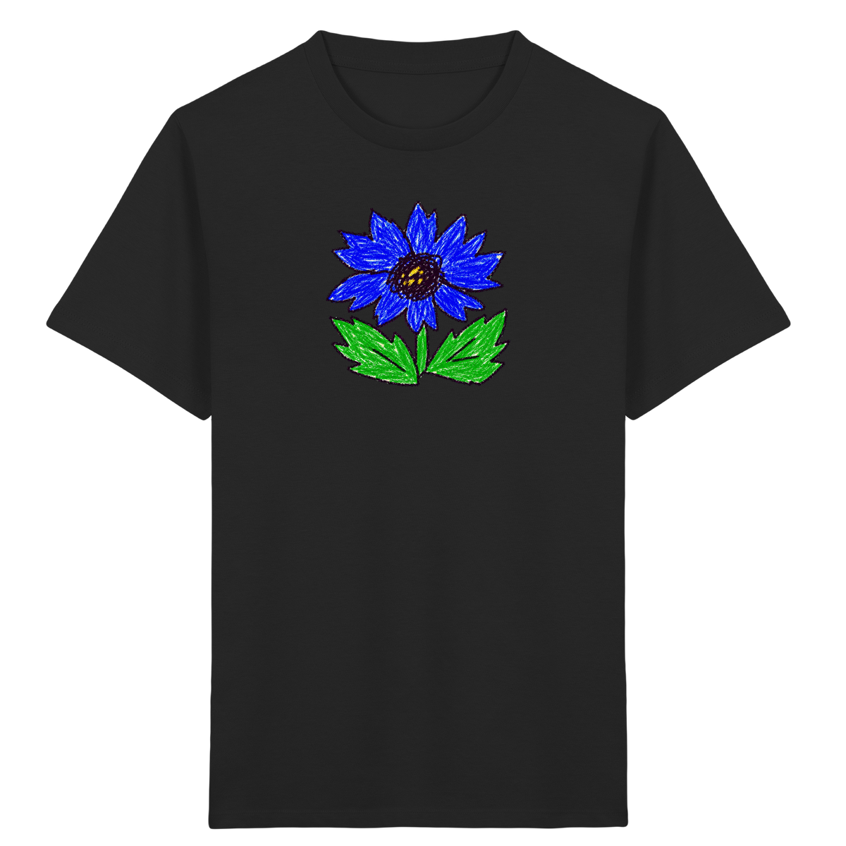 Kritzel Kornblume Kinder Shirt - Kinder Bio T-Shirt Vorderseite
