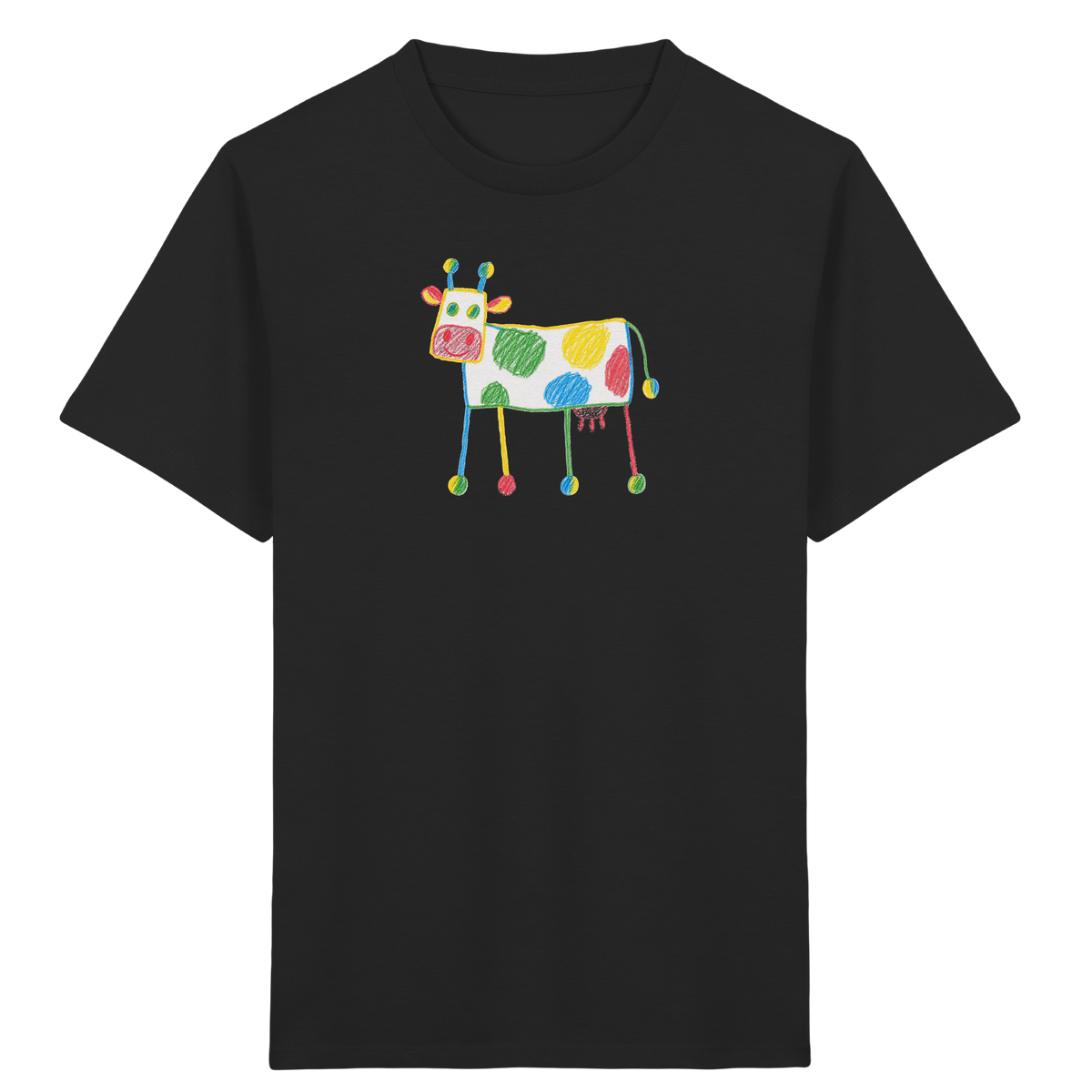 Bunte Farbpunkt Kuh - Kinder Bio T-Shirt Vorderseite
