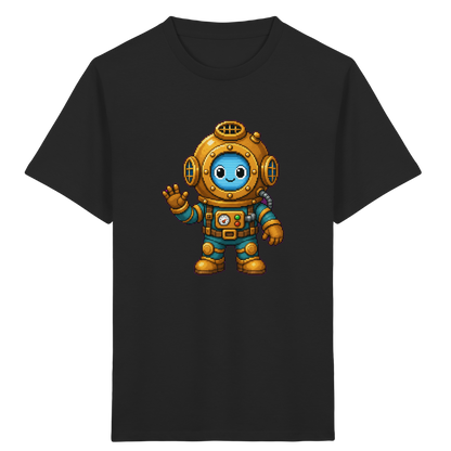 Pixel-Taucher: Goldener Helm Kinder T-Shirt - Kinder Bio T-Shirt Vorderseite