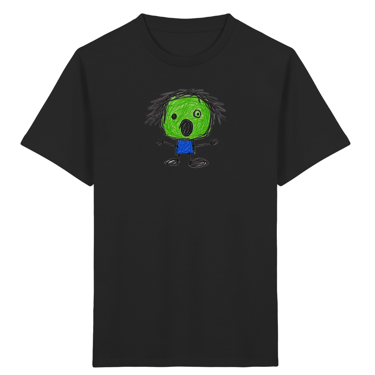 Kritzelkopf beim Staunen - Kinder Bio T-Shirt Vorderseite