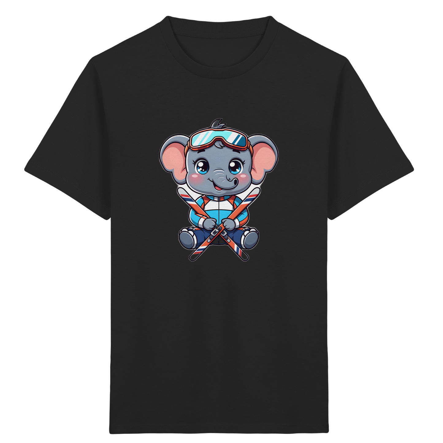 Skifahrender Elefant: Fröhliches Kinder T-Shirt