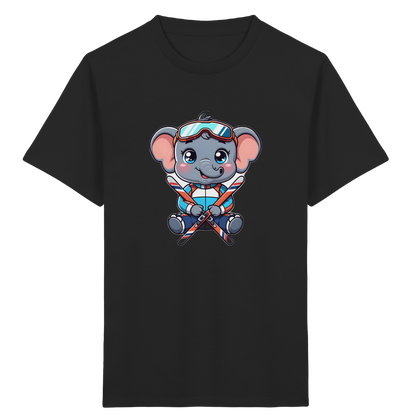 Kinder-T-Shirt mit skifahrendem Elefanten