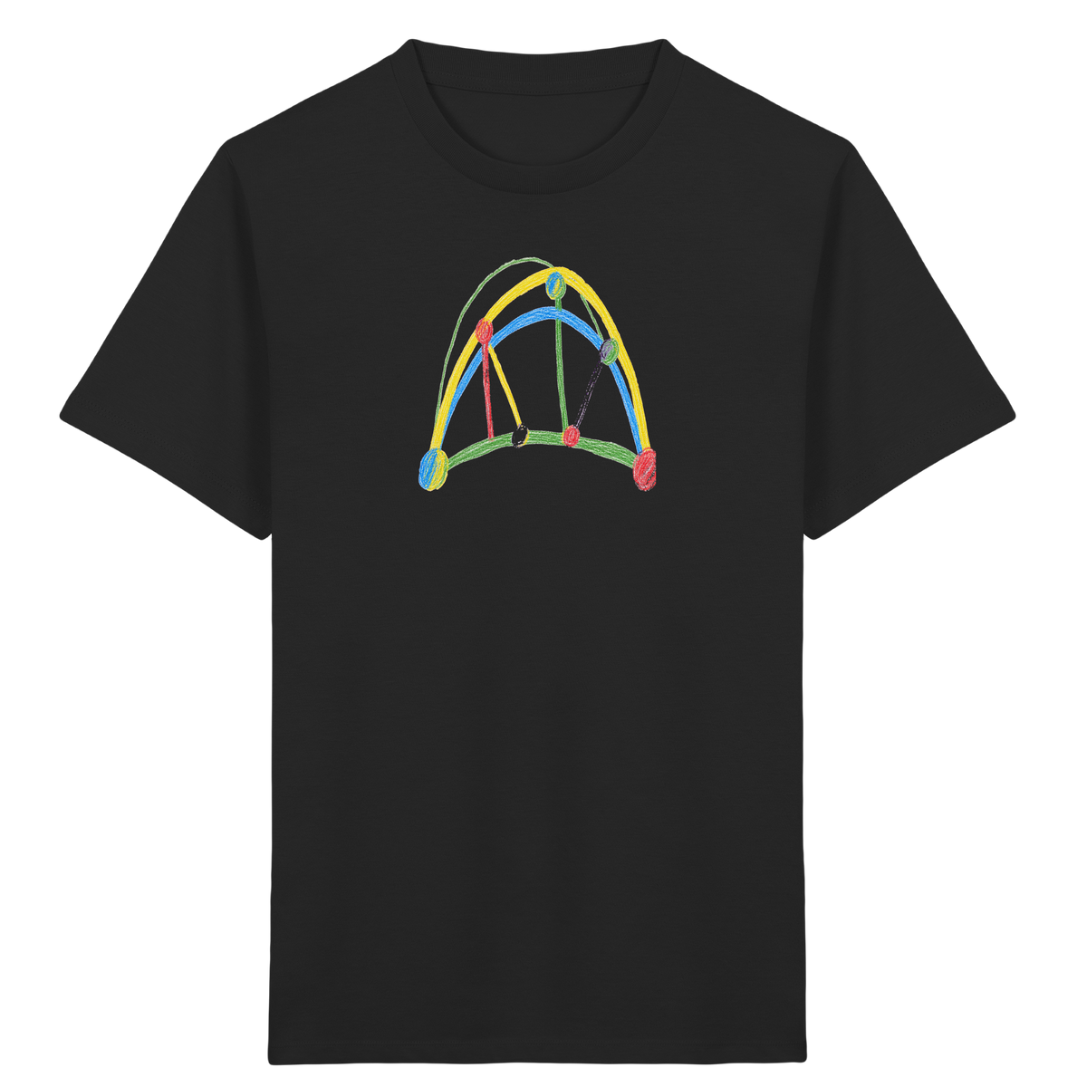 Bunte Brücke aus Farbpunkten - Kinder Bio T-Shirt Vorderseite