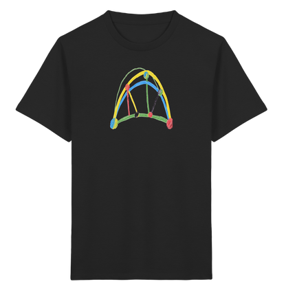 Bunte Brücke aus Farbpunkten - Kinder Bio T-Shirt Vorderseite