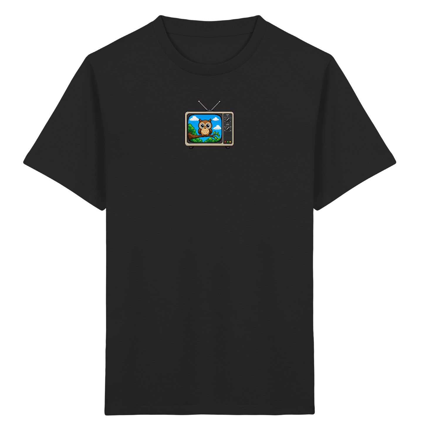 Pixel Eule im Retro-Fernseher Kinder T-Shirt - Kinder Bio T-Shirt