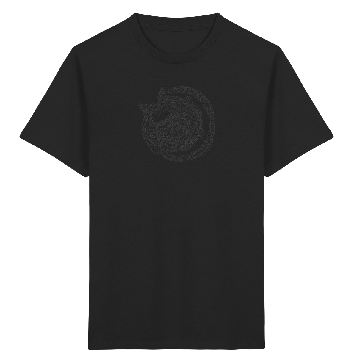 Schlafende Kritzel Katze - Kinder Bio T-Shirt Vorderseite