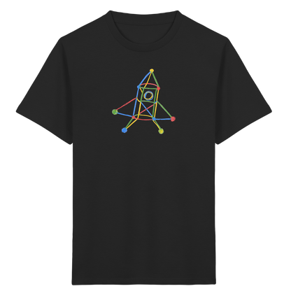 Bunte Rakete mit Farbpunkten - Kinder Bio T-Shirt Vorderseite