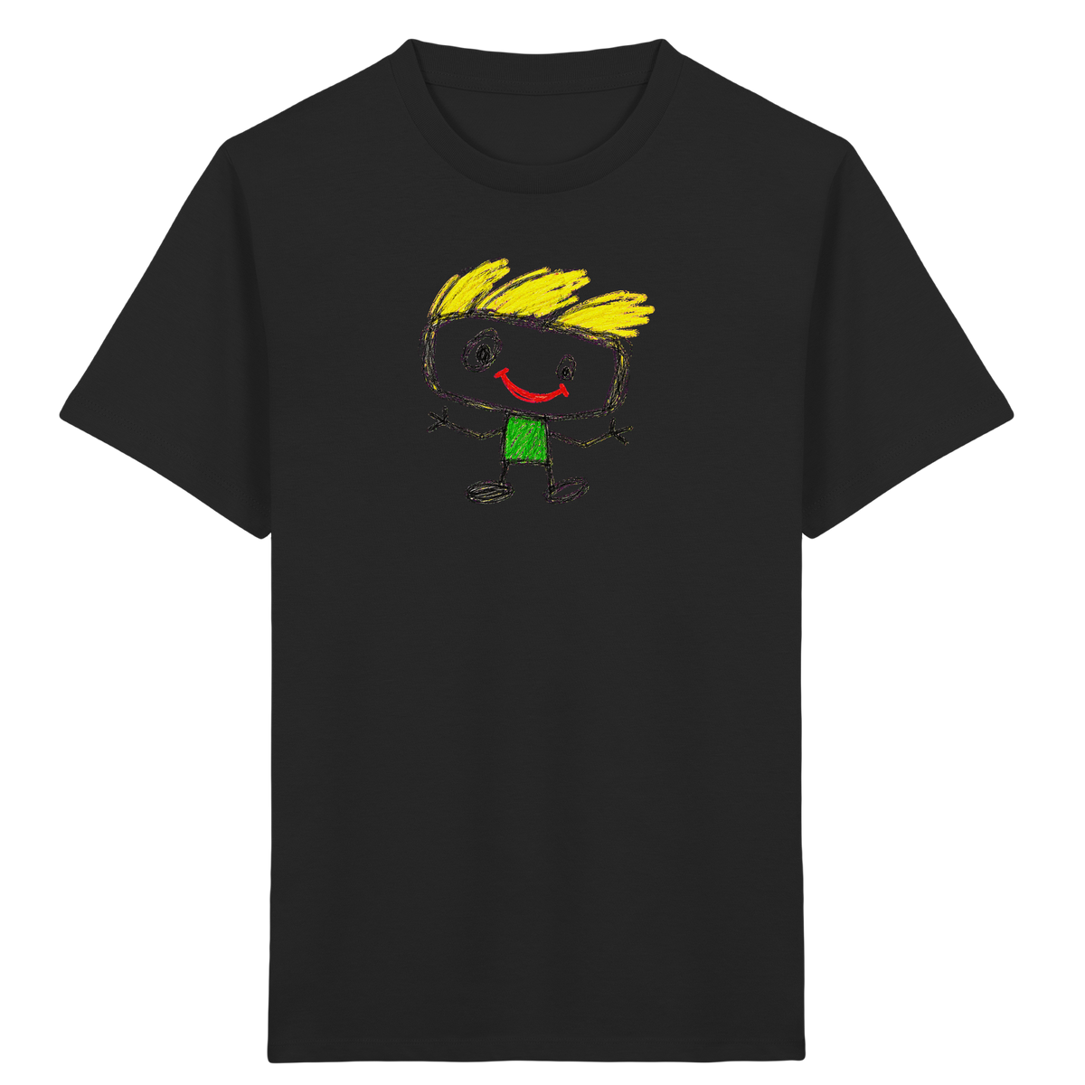 Kritzelkopf mit Windhaar - Kinder Bio T-Shirt Vorderseite