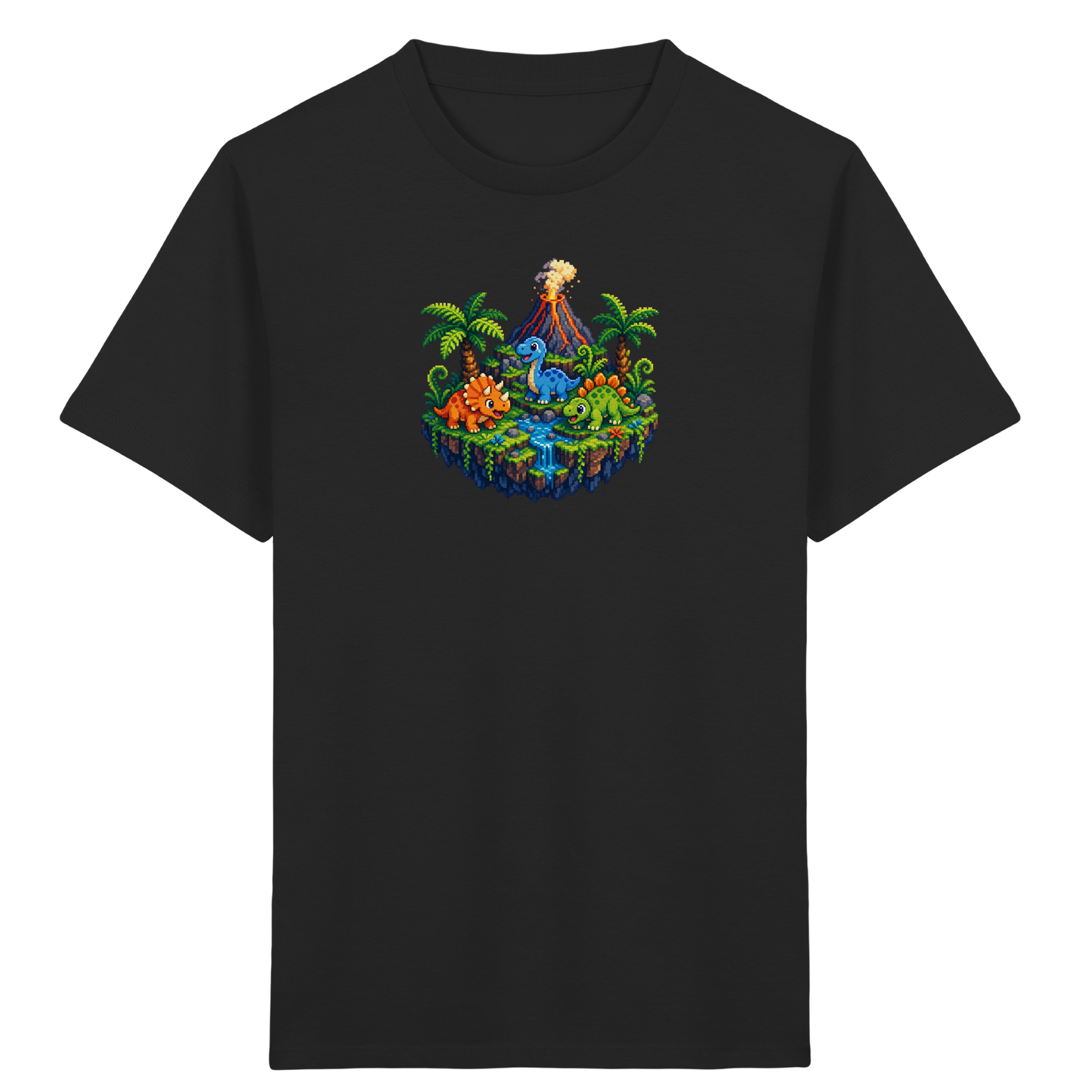 Cooles Dino Pixel Insel T-Shirt - Kinder Bio T-Shirt