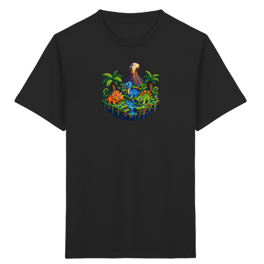 Cooles Dino Pixel Insel T-Shirt - Kinder Bio T-Shirt