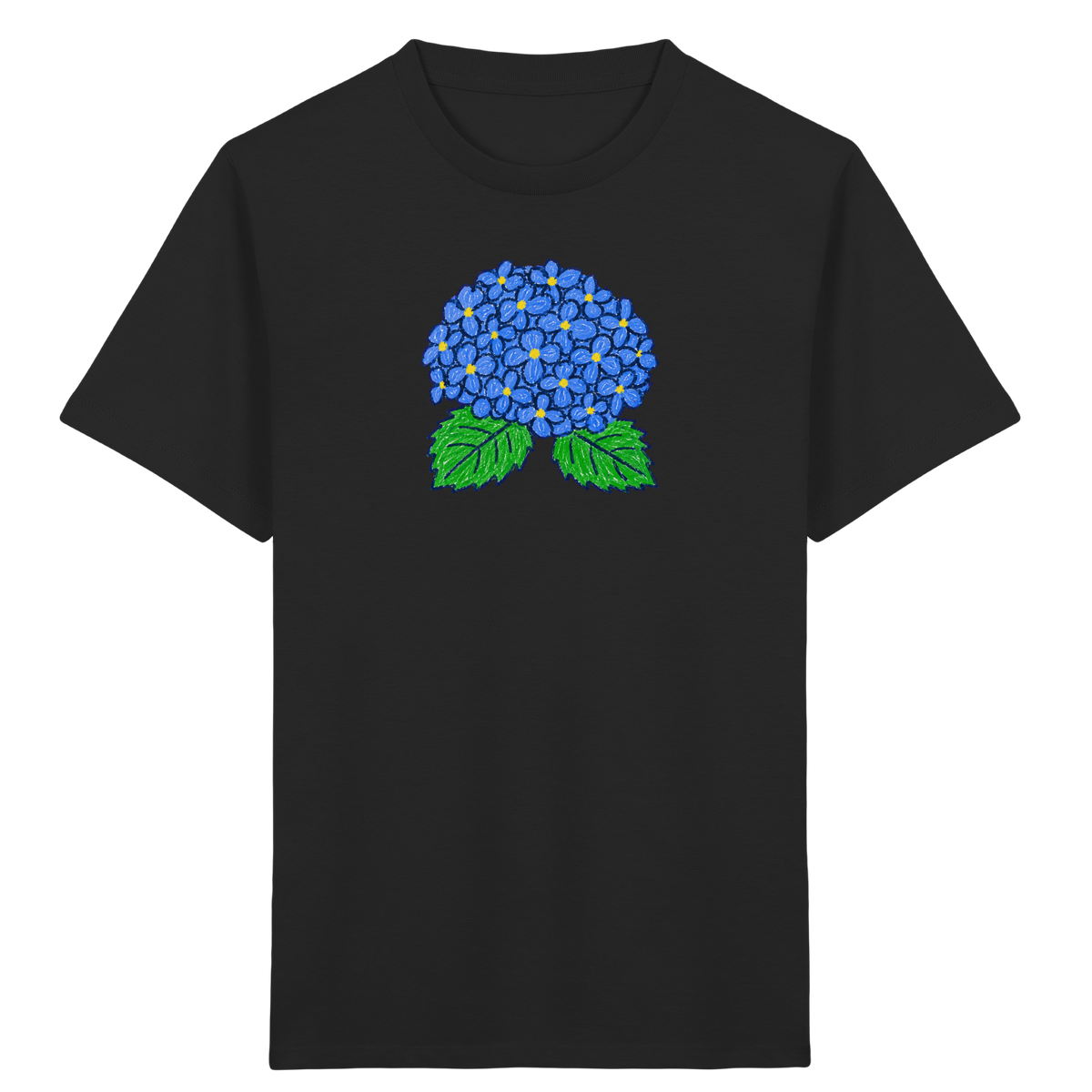 Kritzel Hortensie Kinder Shirt - Kinder Bio T-Shirt Vorderseite