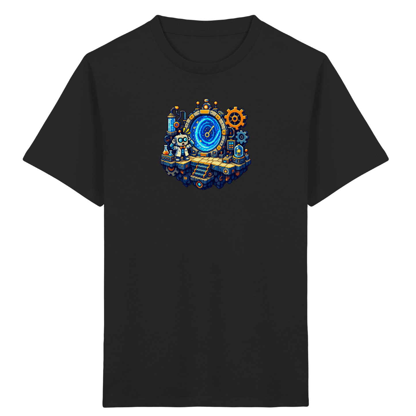 Cooles Roboter Wissenschaftler Pixel T-Shirt - Kinder Bio T-Shirt