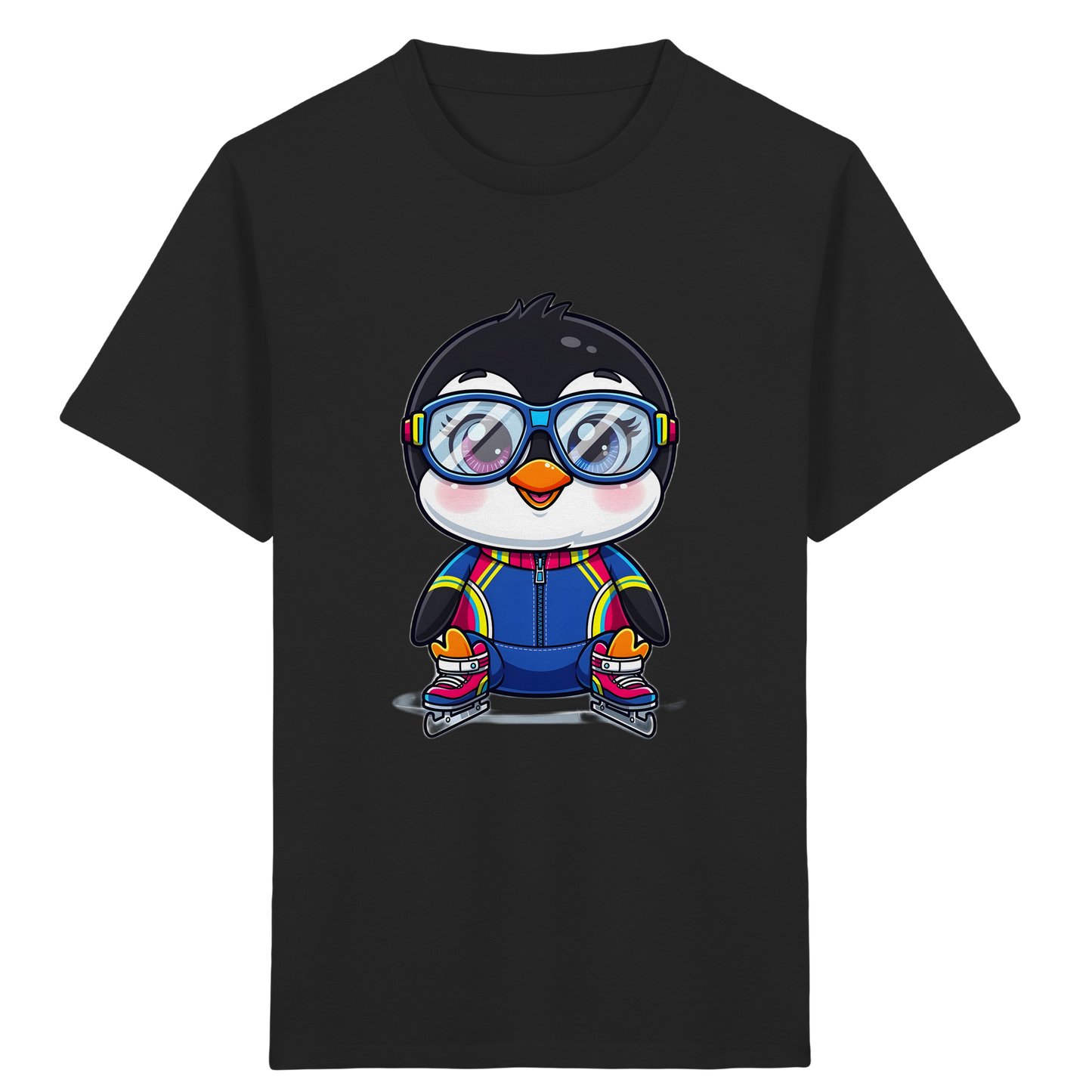 Fröhlicher Pinguin auf Schlittschuhen Kinder T-Shirt