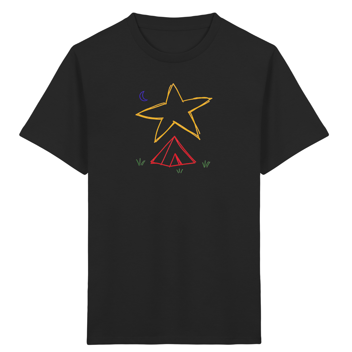 Abenteuerliches Zelt unter Sternenhimmel T-Shirt - Kinder Bio T-Shirt