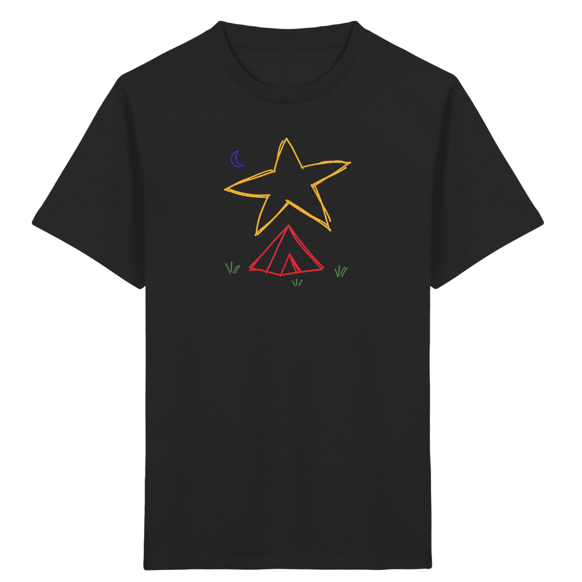 Abenteuerliches Zelt unter Sternenhimmel T-Shirt - Kinder Bio T-Shirt