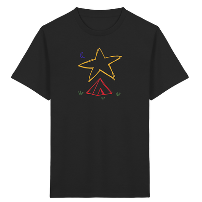 Abenteuerliches Zelt unter Sternenhimmel T-Shirt - Kinder Bio T-Shirt