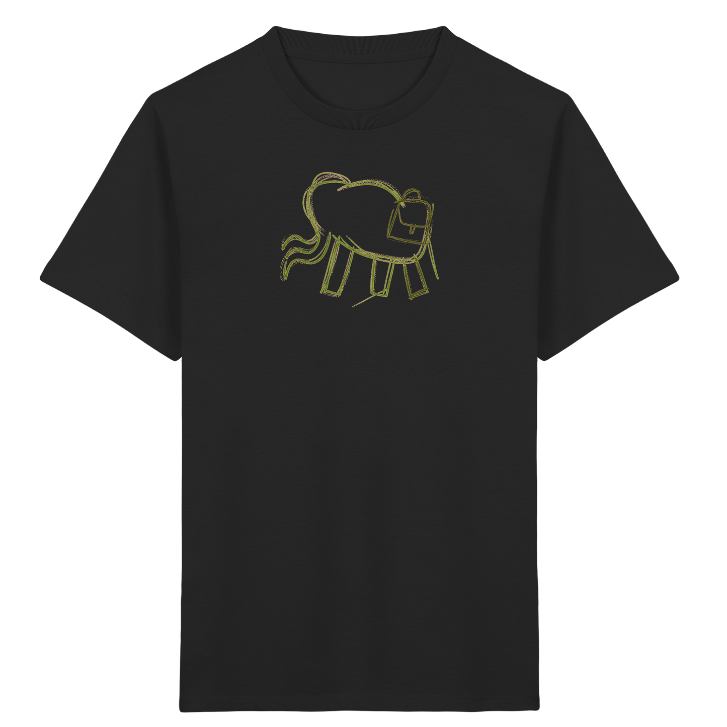 Grüner Wackelelefant mit Ranzen - Kinder Bio T-Shirt