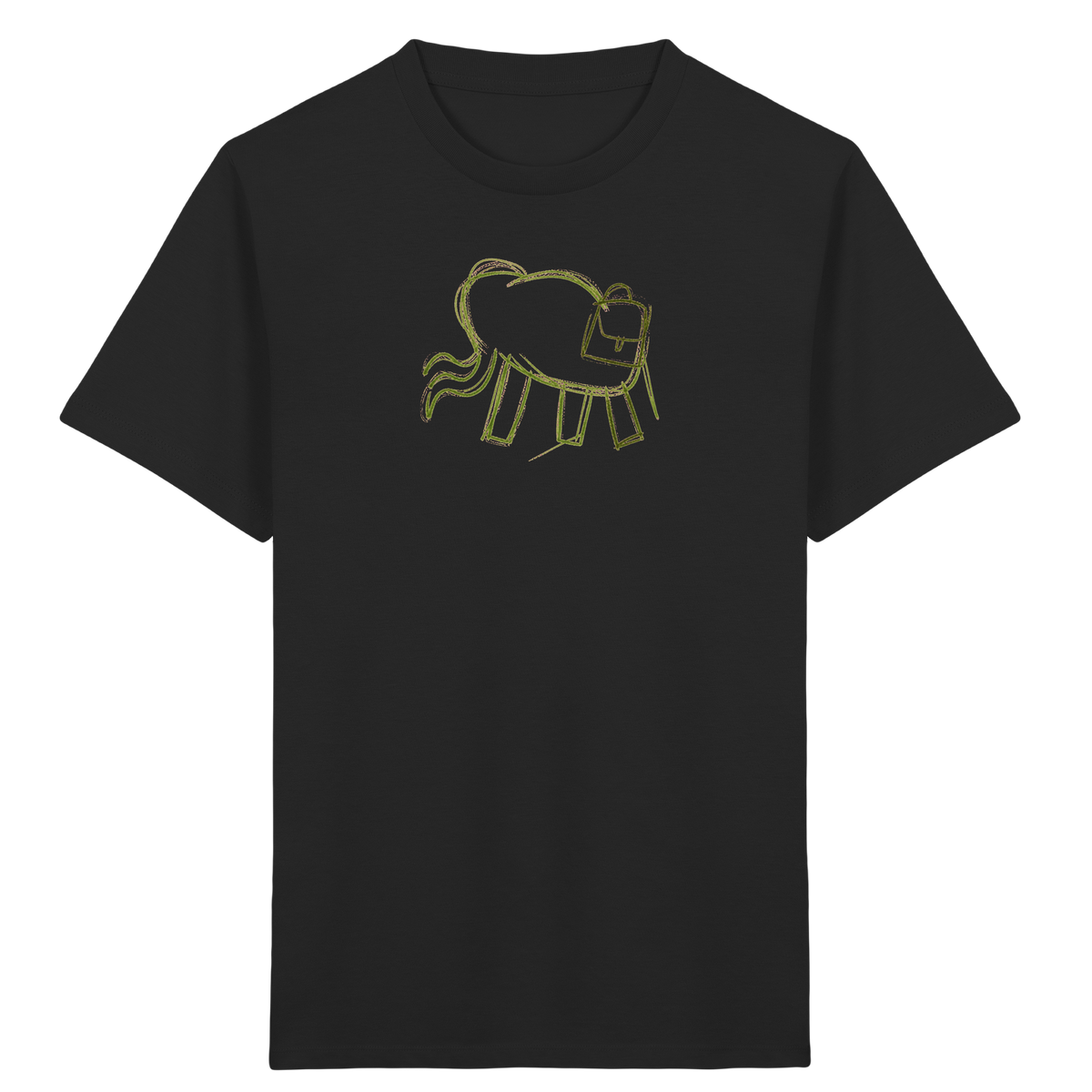 Grüner Wackelelefant mit Ranzen - Kinder Bio T-Shirt