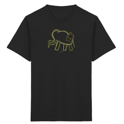 Grüner Wackelelefant mit Ranzen - Kinder Bio T-Shirt