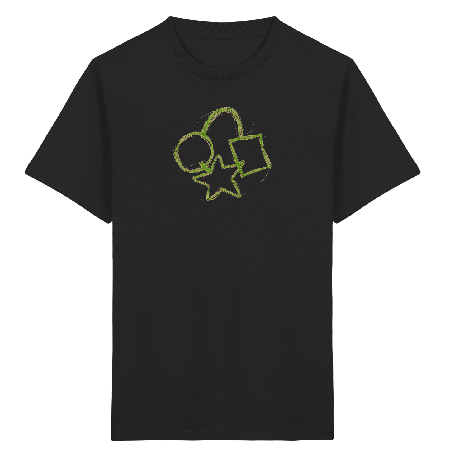 Grüne Formenfamilie mit Ranzen - Kinder Bio T-Shirt
