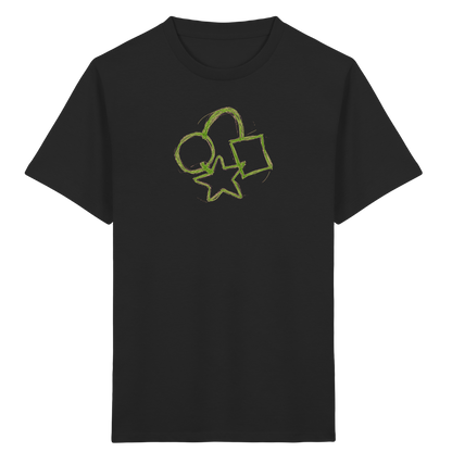 Grüne Formenfamilie mit Ranzen - Kinder Bio T-Shirt