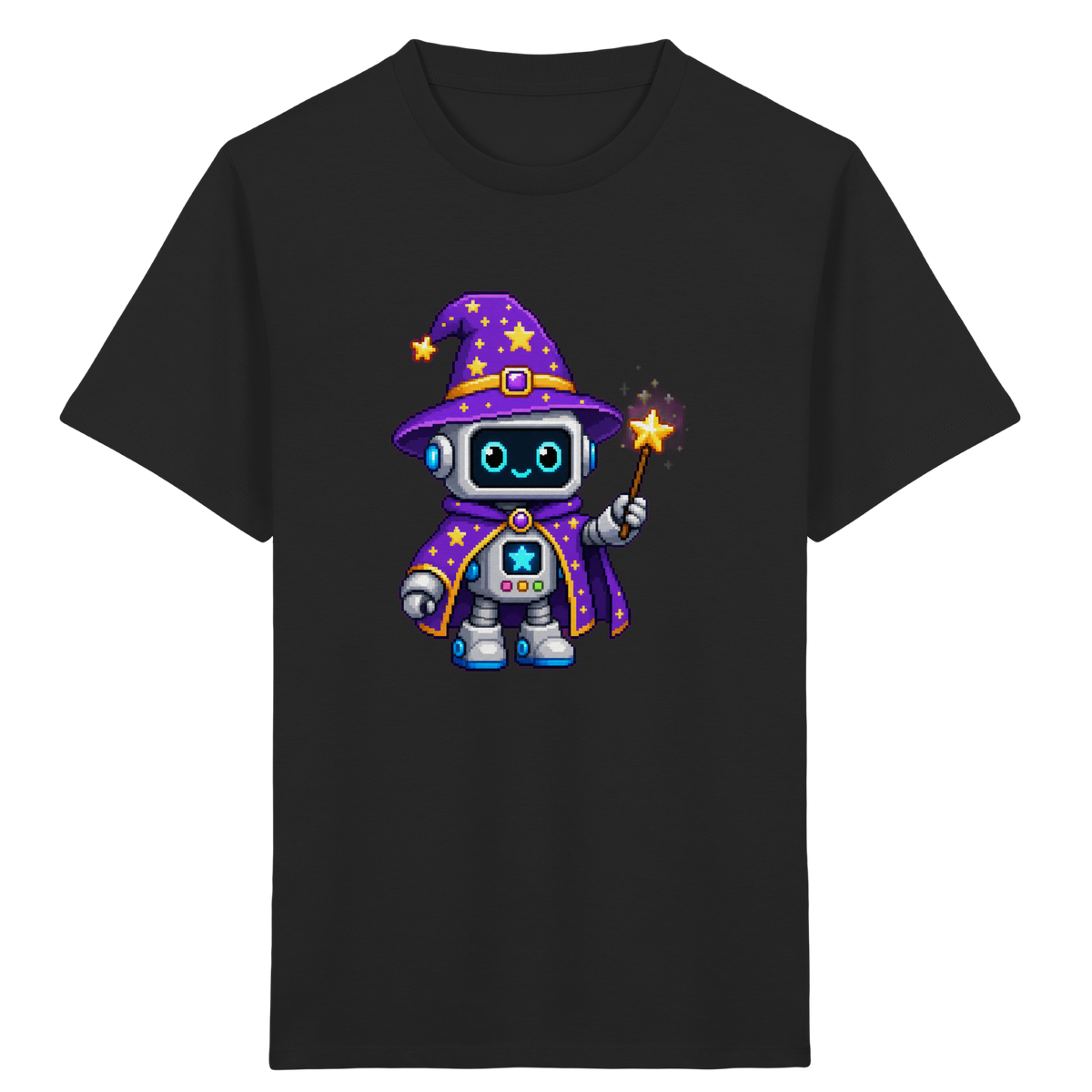 Pixel Roboter Zauberer T-Shirt: Magischer Spaß - Kinder Bio T-Shirt